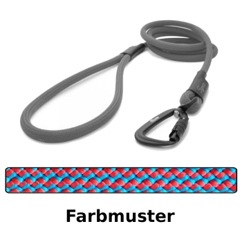 klassische Hundeleine TWIST - M - 115cm - rot-blau im Zickzack